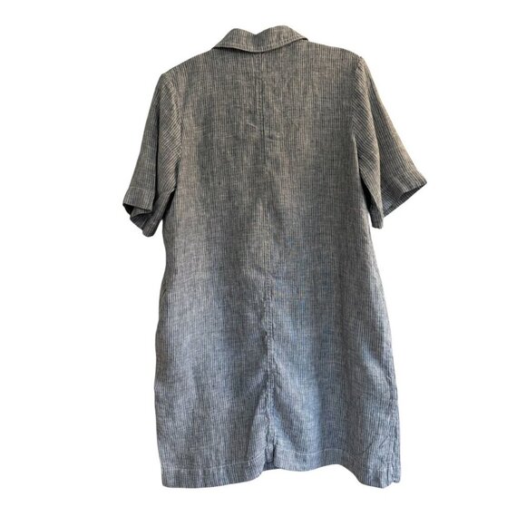 Everlane Linen Gray Pinstriped Short Sleeve Mini Shirt Dress Small - Picture 3 of 6